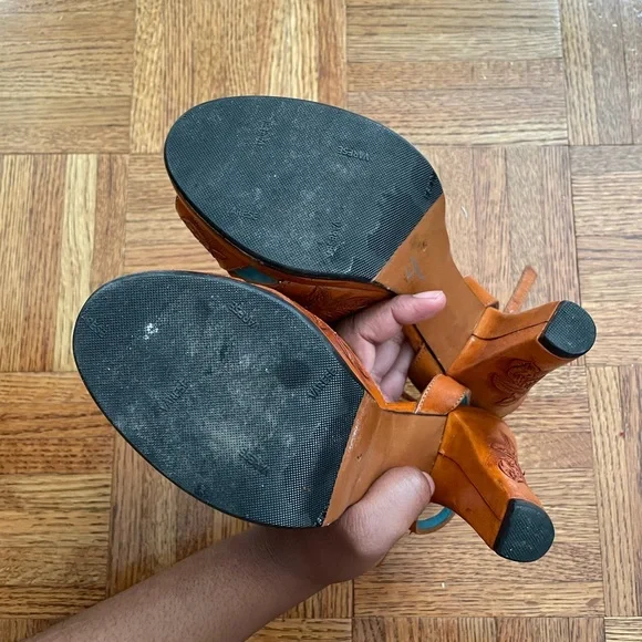 Remix Vintage Shoes Vera Cruz Peep Toe Heels in Tan US 6 - Picture 3 of 7